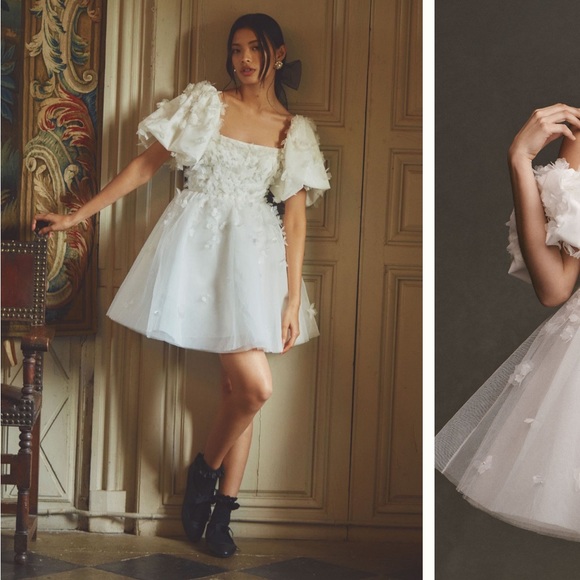 NWT BHLDN Cleo Square Neck Puff Sleeve Mini Dress - Picture 3 of 5